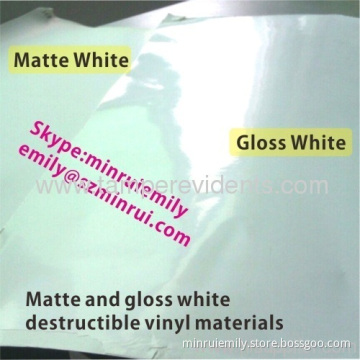 Glossy White Ultra Destructible Vinyl Materials,destructive Label Materials With Gloss White Surface 